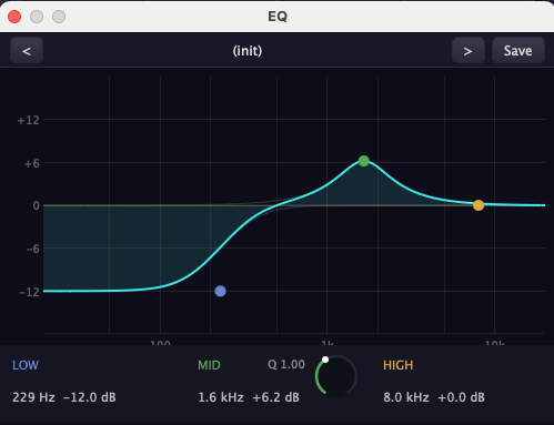 Circuit Vault 3-band EQ with frequency curve display